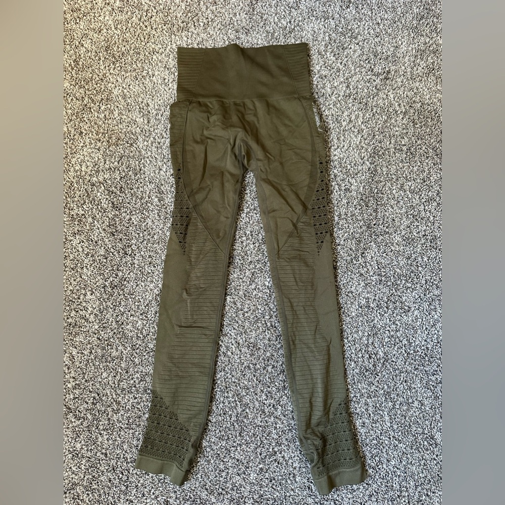 High-Waist Olive Green Seamless Leggings